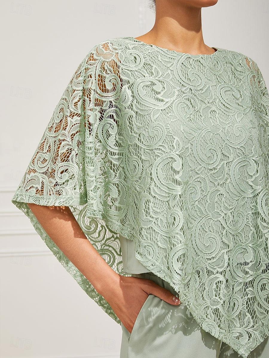 Top elegante de encaje con manga murciélago - Nhaura