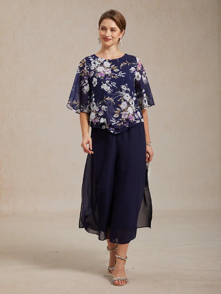 Top floral de gasa con bajo a capas - Nhaura