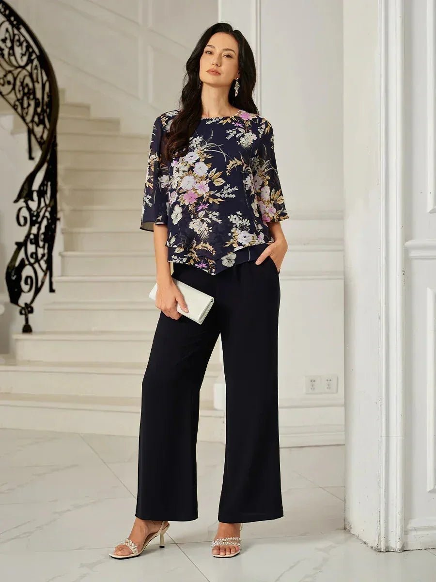 Top floral de gasa con bajo a capas - Nhaura