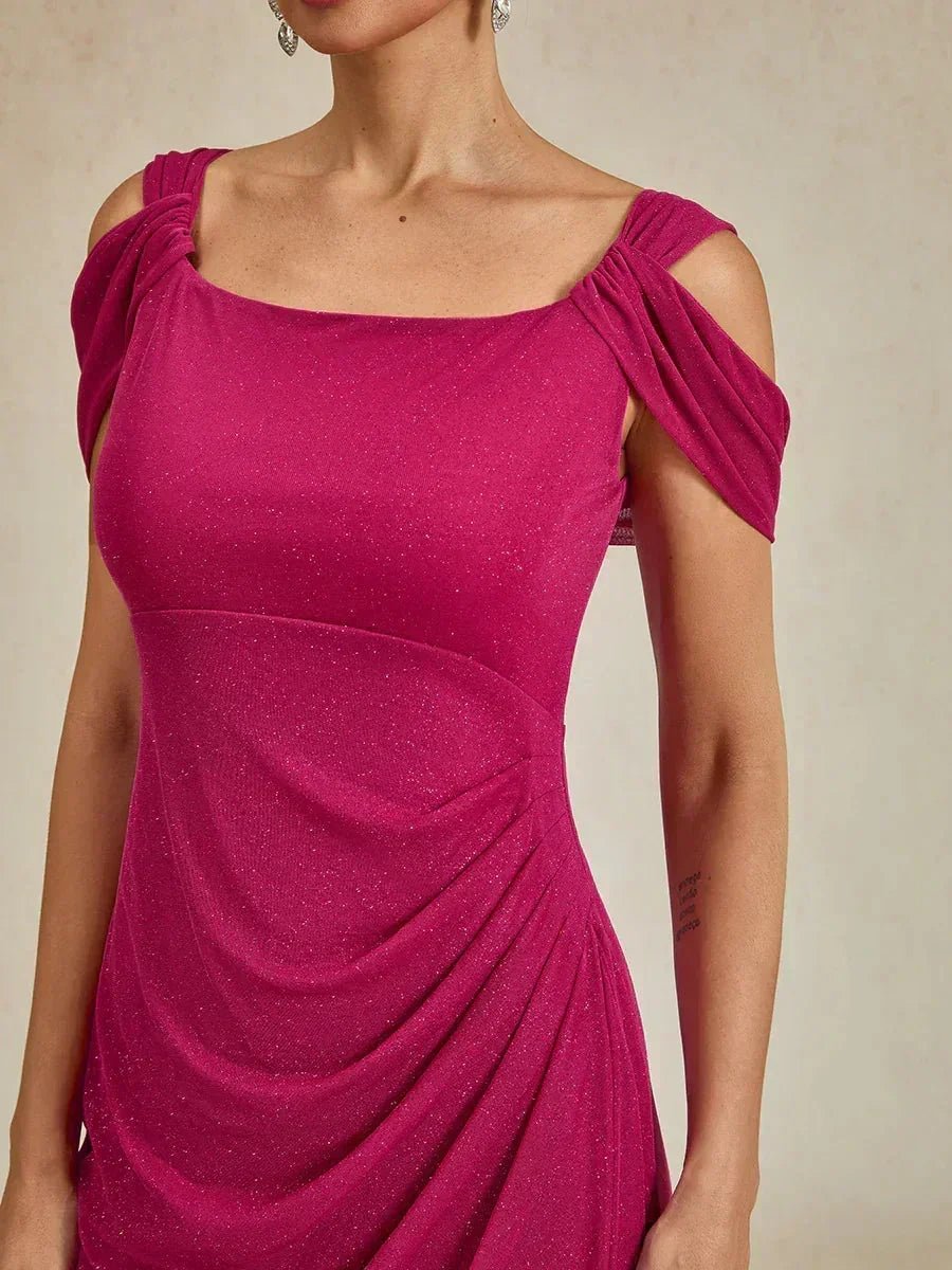 Vestido al tobillo de tul brillante con hombros descubiertos - Nhaura
