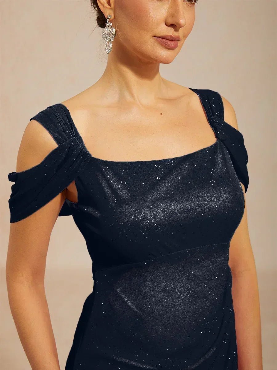Vestido al tobillo de tul brillante con hombros descubiertos - Nhaura