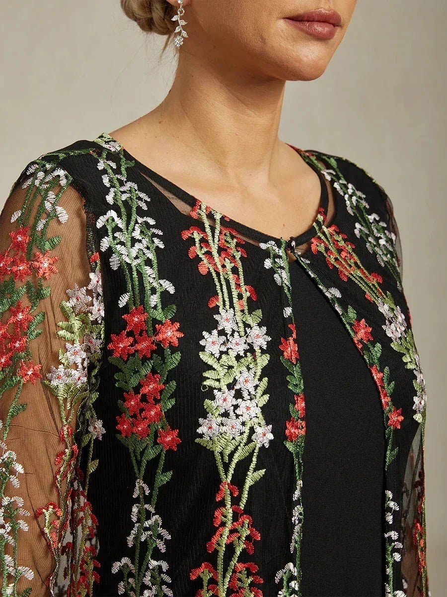 Vestido con chaqueta bordado con lentejuelas de estilo vintage - Nhaura