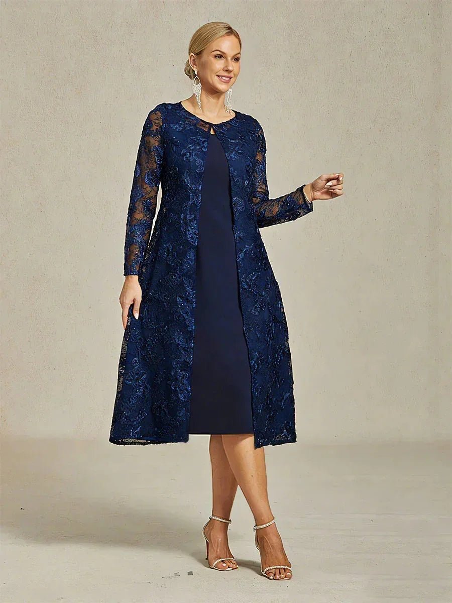 Vestido con chaqueta bordado con lentejuelas de estilo vintage - Nhaura
