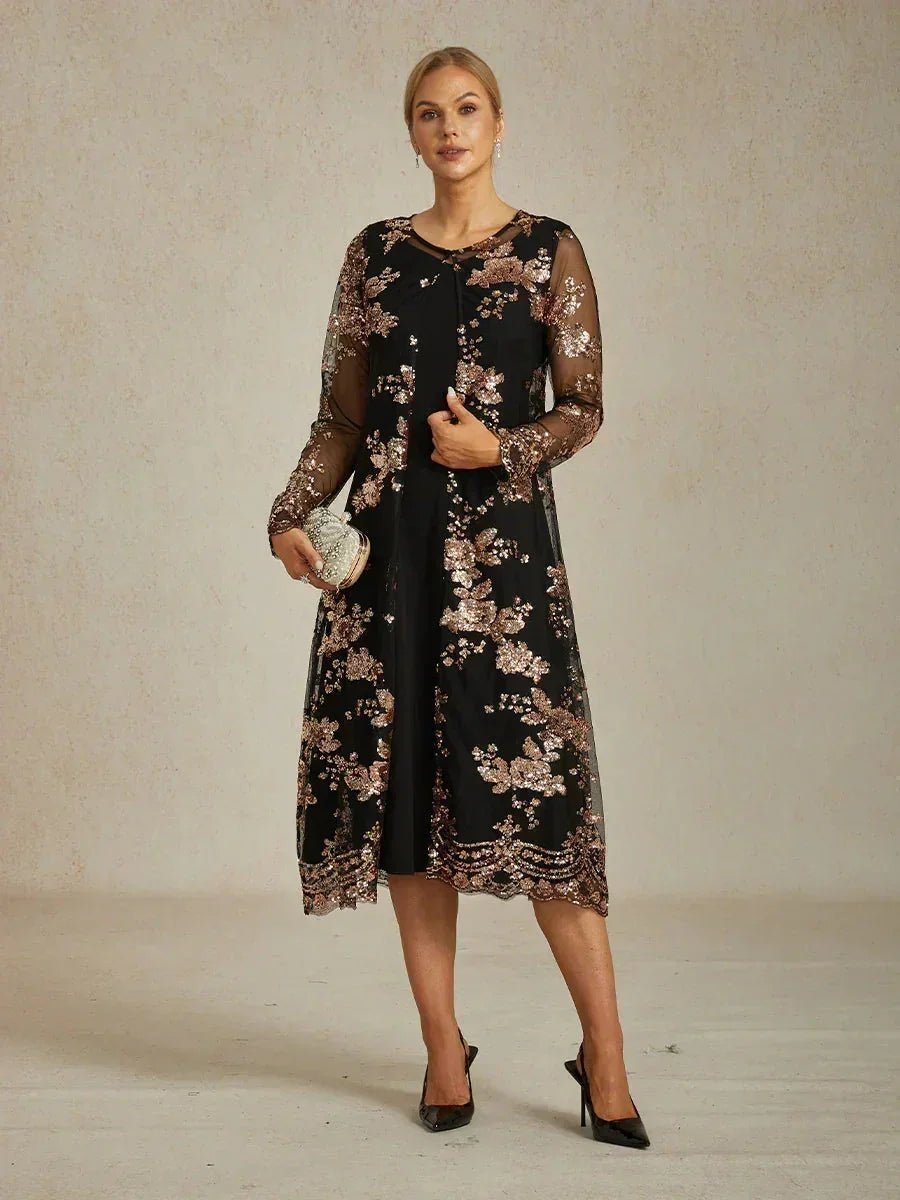 Vestido con chaqueta bordado con lentejuelas de estilo vintage - Nhaura