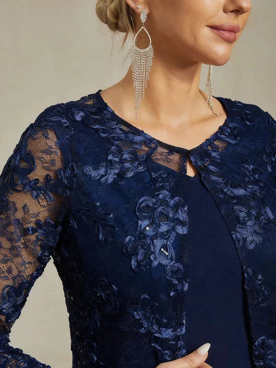 Vestido con chaqueta bordado con lentejuelas de estilo vintage - Nhaura