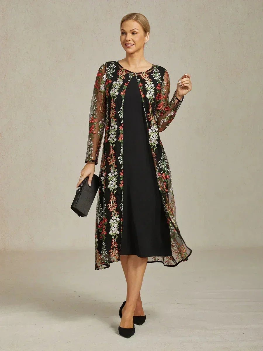 Vestido con chaqueta bordado con lentejuelas de estilo vintage - Nhaura