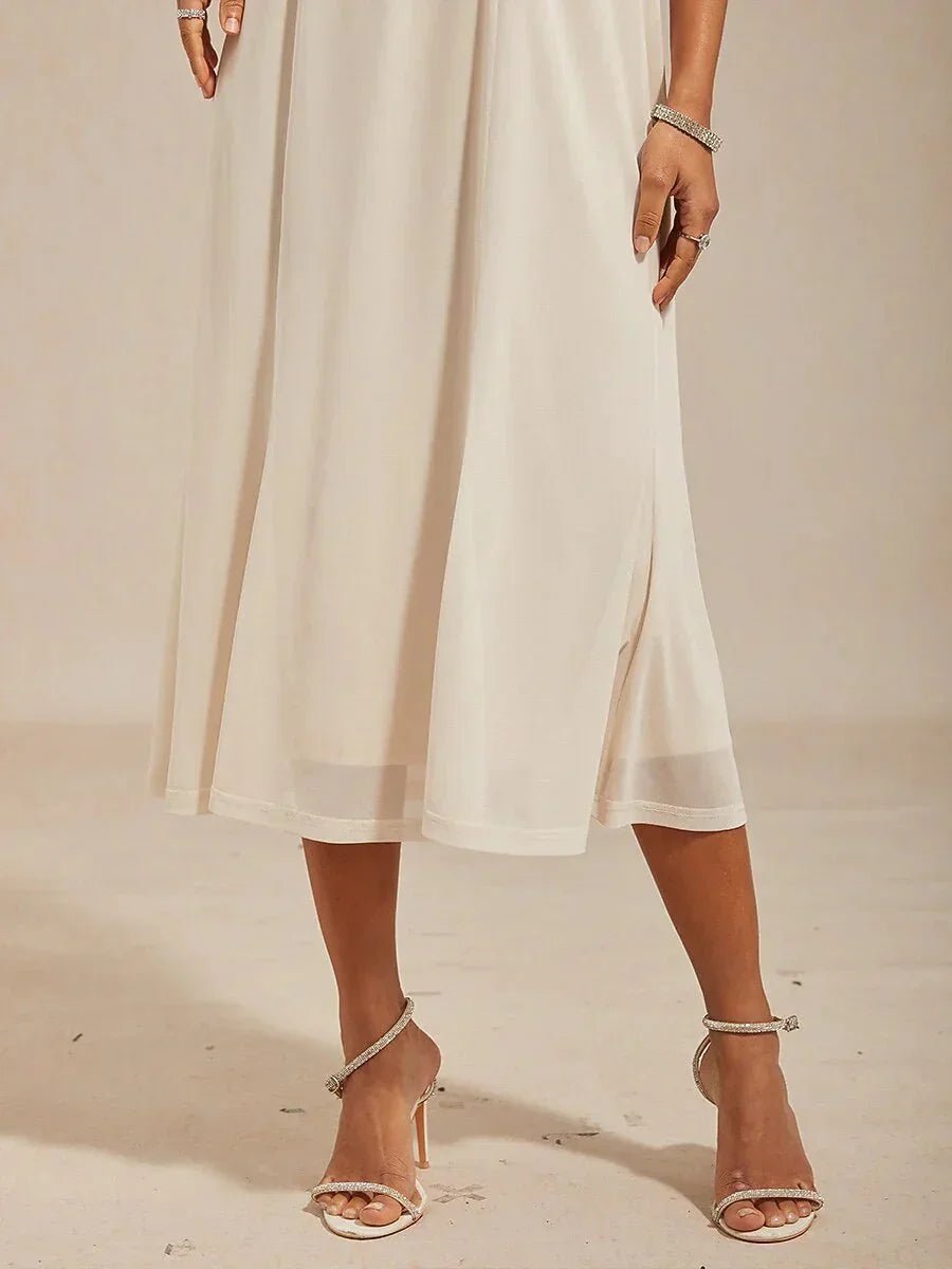 Vestido con chaqueta de tul con lentejuelas y manga 3/4 - Nhaura