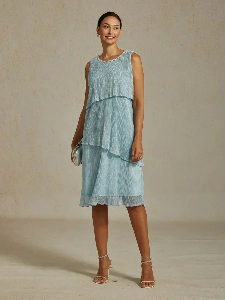 Vestido con chaqueta larga de gasa plisada metalizada - Nhaura