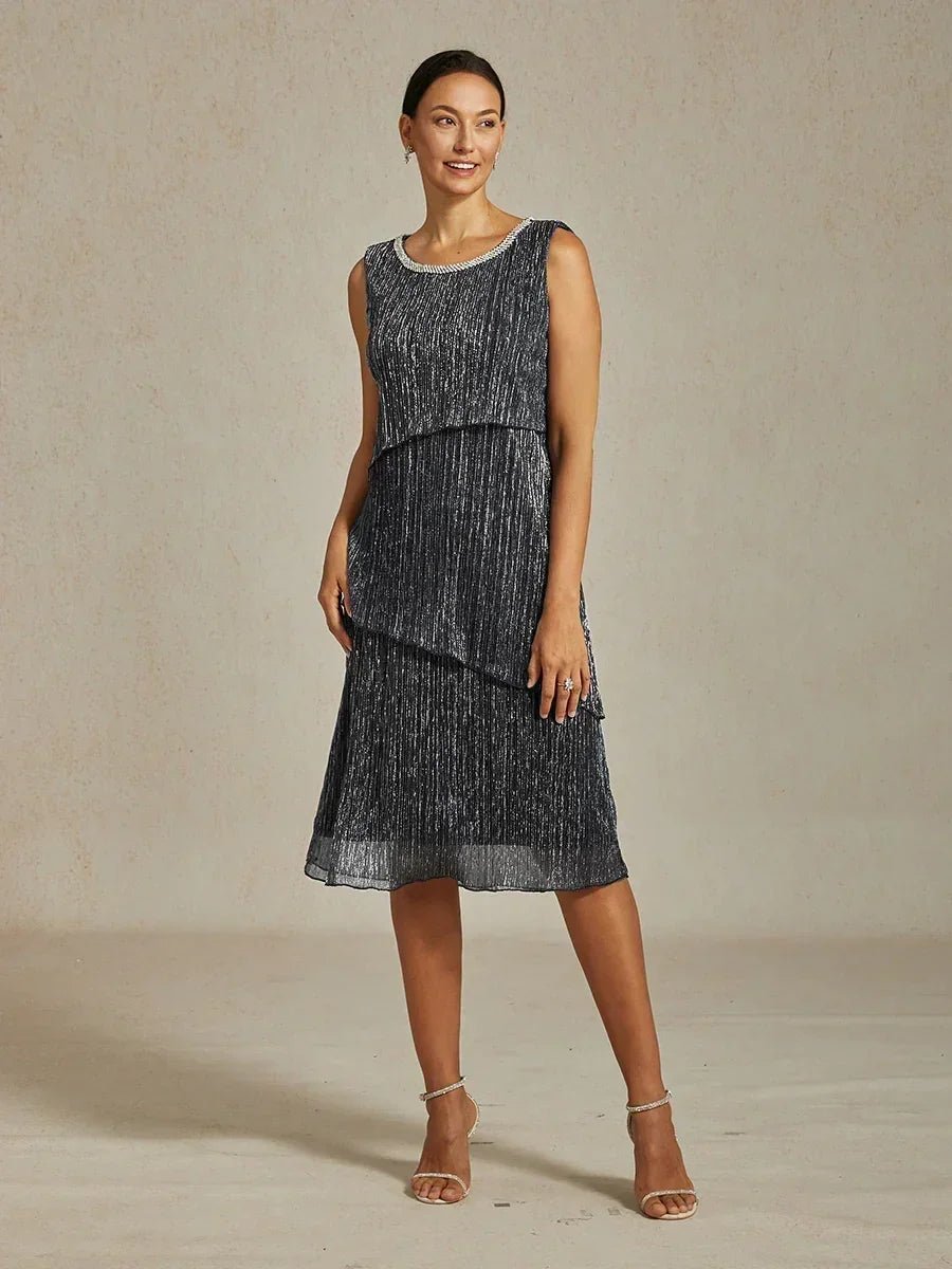 Vestido con chaqueta larga de gasa plisada metalizada - Nhaura