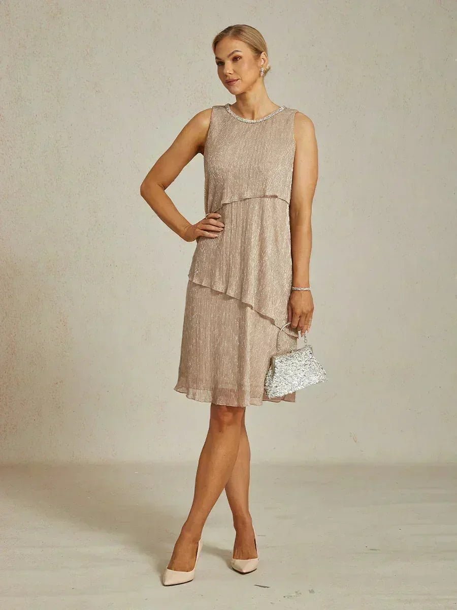 Vestido con chaqueta larga de gasa plisada metalizada - Nhaura
