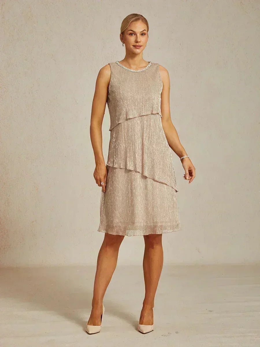Vestido con chaqueta larga de gasa plisada metalizada - Nhaura