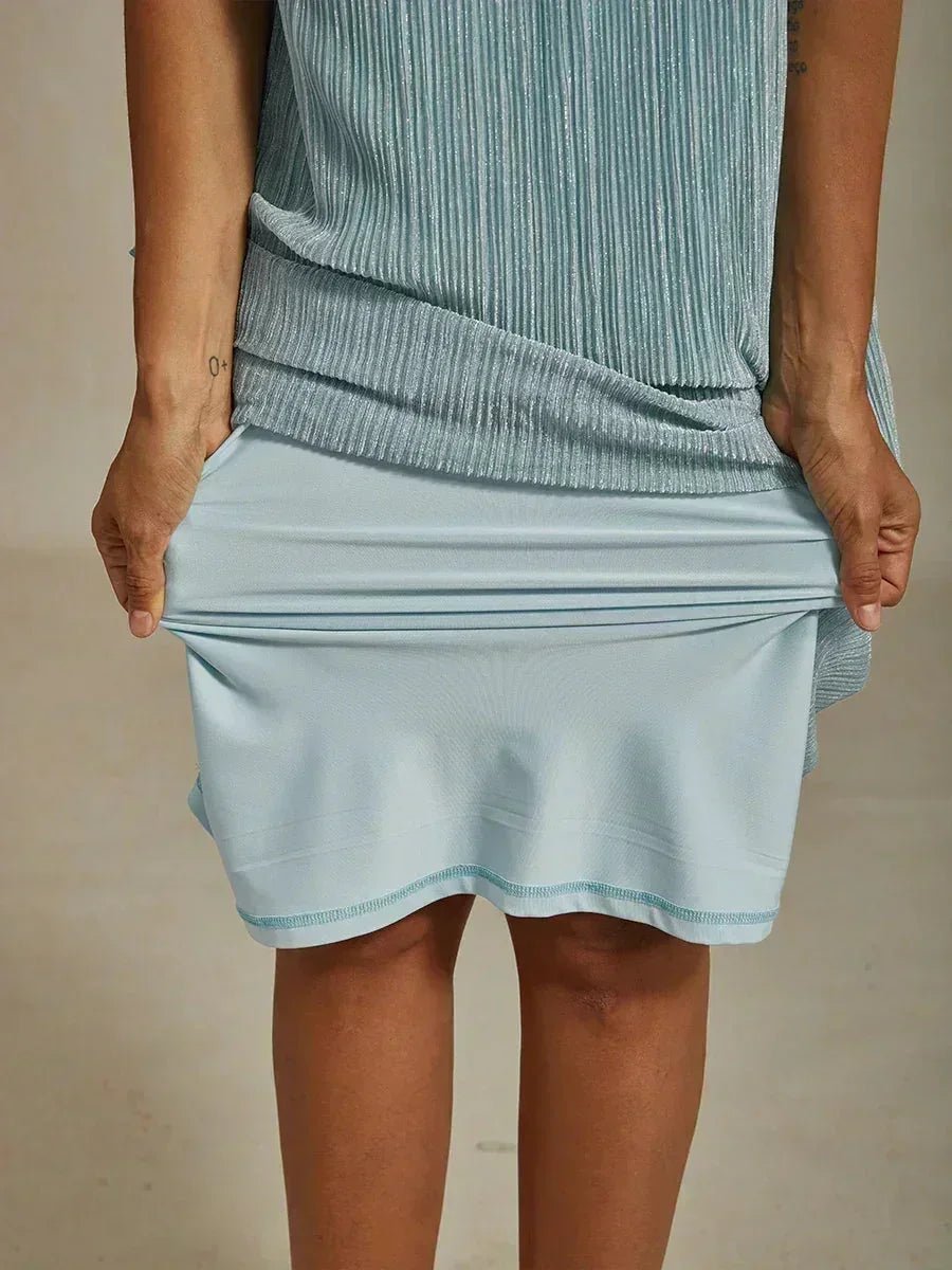 Vestido con chaqueta larga de gasa plisada metalizada - Nhaura