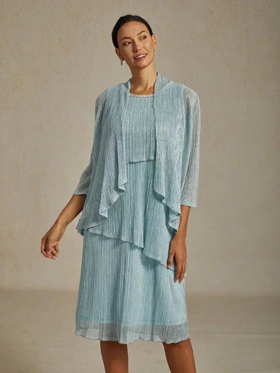 Vestido con chaqueta larga de gasa plisada metalizada - Nhaura