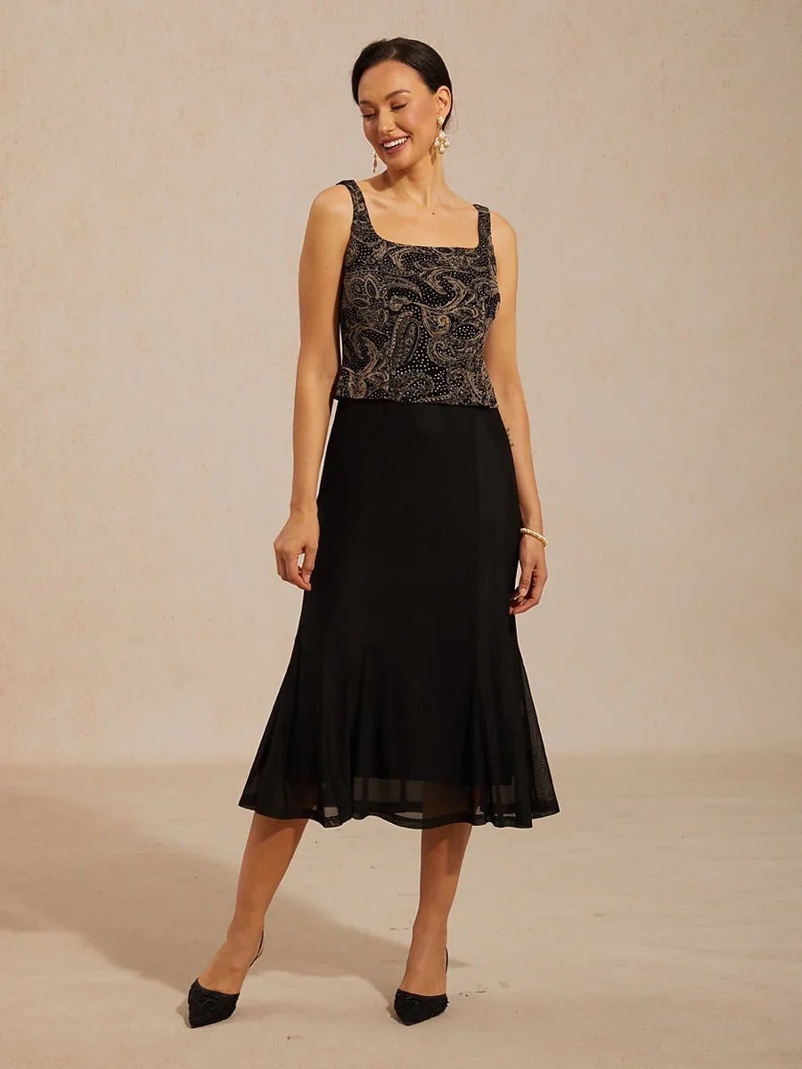 Vestido con chaqueta paisley y sutil detalle de lentejuelas - Nhaura