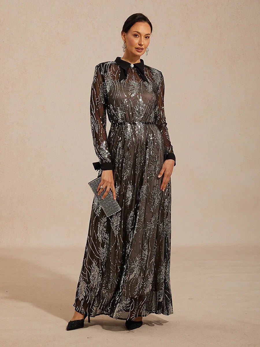 Vestido con sobrecapa de tul con lentejuelas y botón de cristal - Nhaura