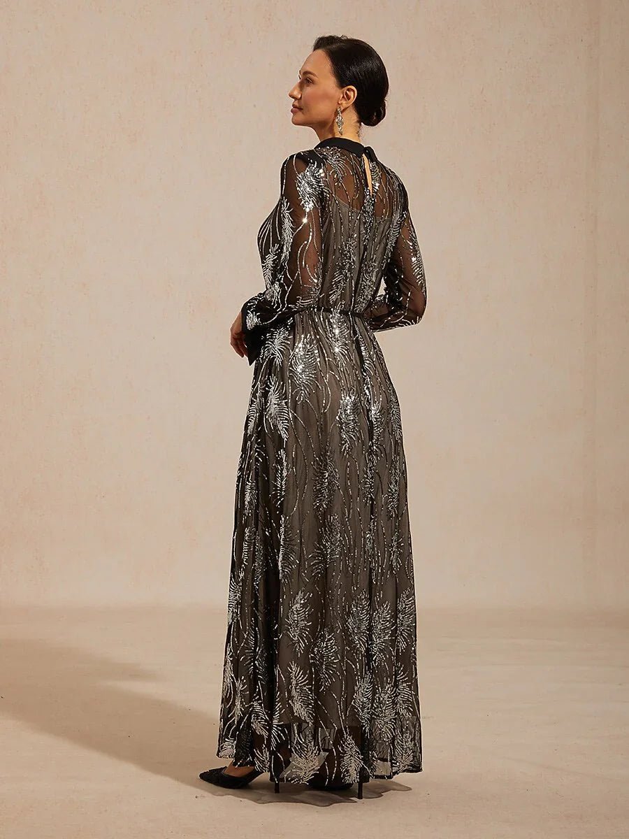 Vestido con sobrecapa de tul con lentejuelas y botón de cristal - Nhaura