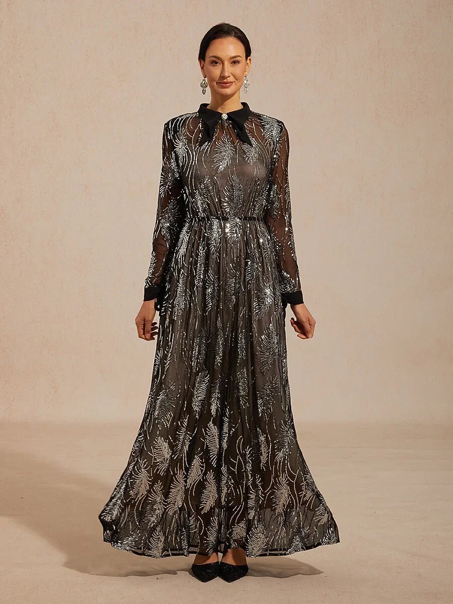 Vestido con sobrecapa de tul con lentejuelas y botón de cristal - Nhaura