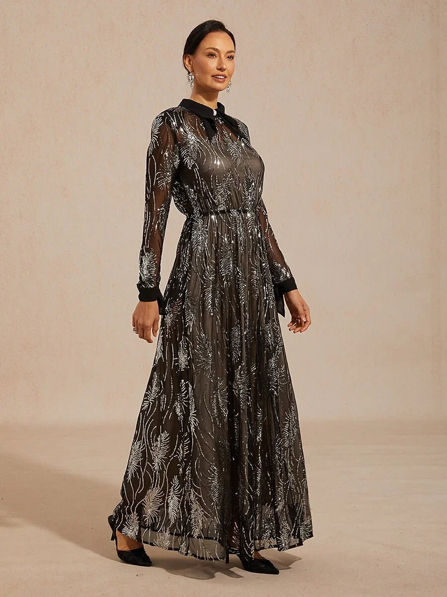 Vestido con sobrecapa de tul con lentejuelas y botón de cristal - Nhaura
