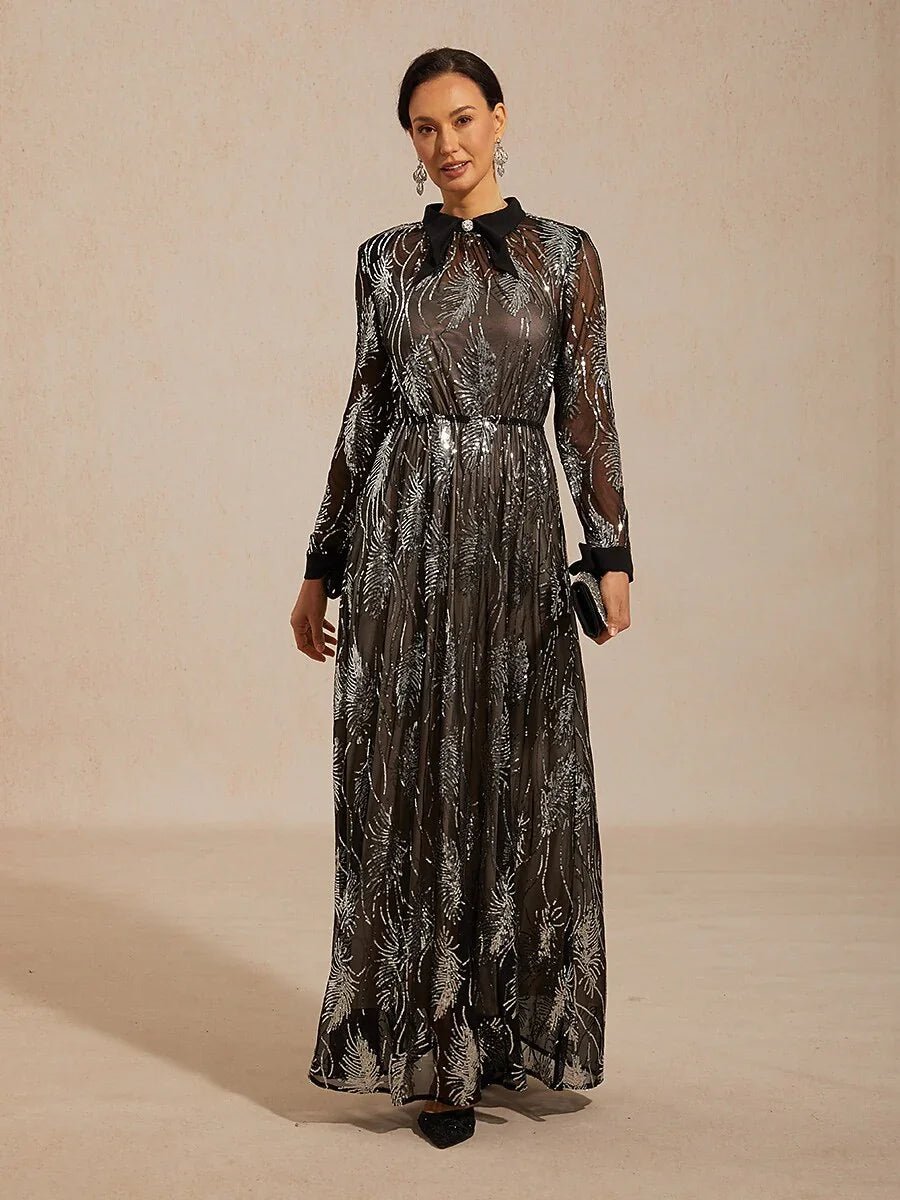 Vestido con sobrecapa de tul con lentejuelas y botón de cristal - Nhaura