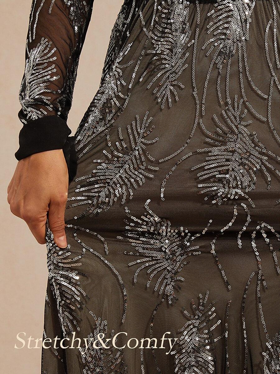 Vestido con sobrecapa de tul con lentejuelas y botón de cristal - Nhaura