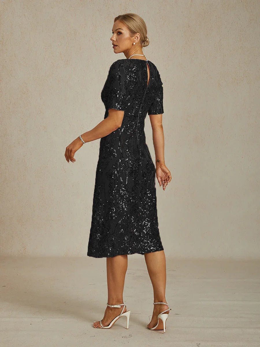 Vestido corto elegante de lentejuelas con escote en V - Nhaura