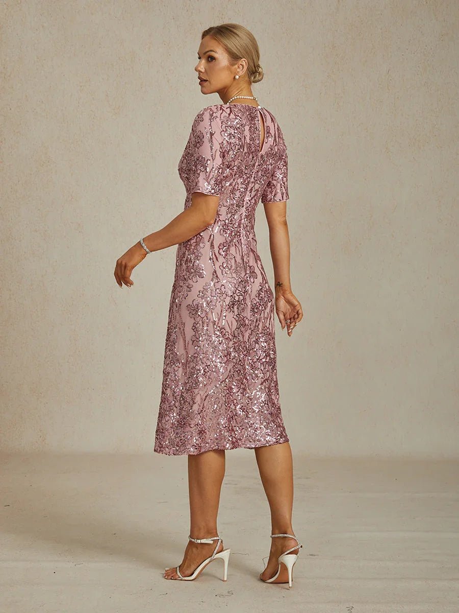 Vestido corto elegante de lentejuelas con escote en V - Nhaura