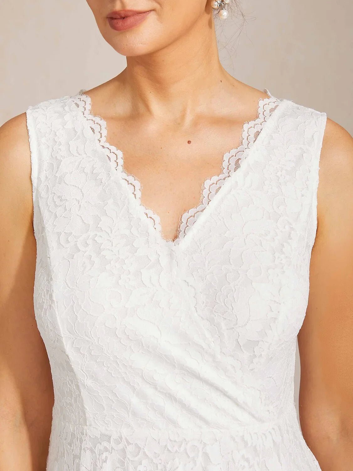 Vestido de boda ligero de encaje sin mangas con chal a juego - Nhaura