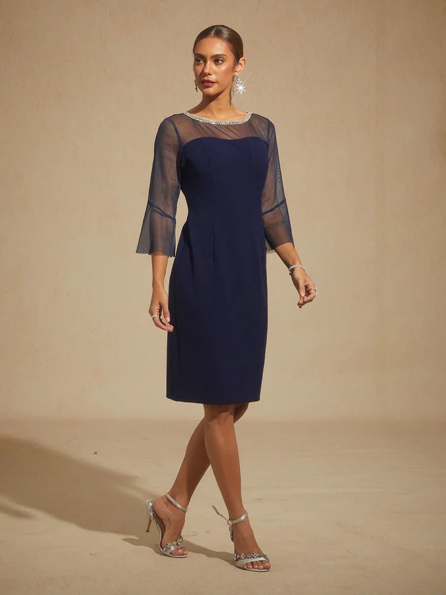 Vestido de cóctel ajustado con mangas acampanadas - Nhaura