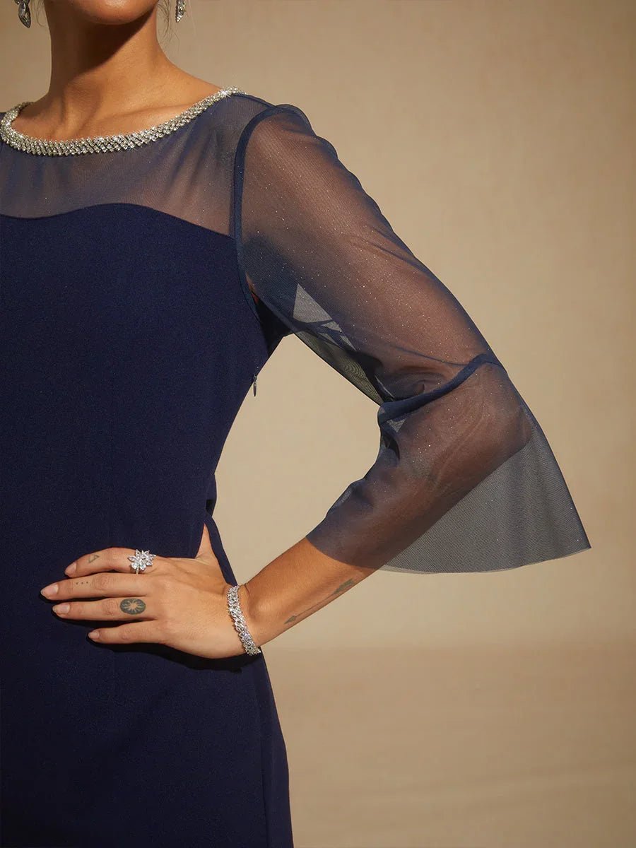 Vestido de cóctel ajustado con mangas acampanadas - Nhaura