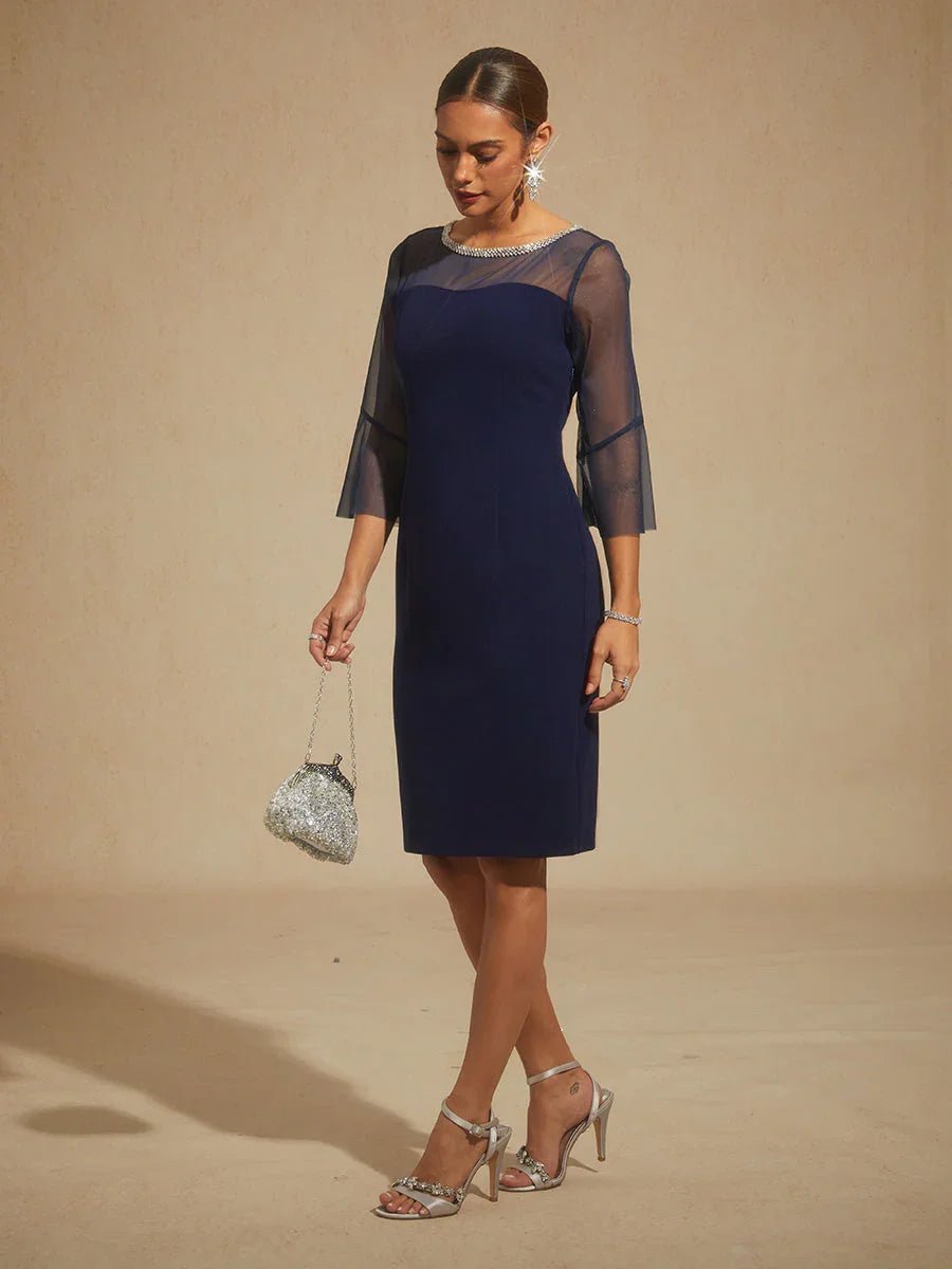 Vestido de cóctel ajustado con mangas acampanadas - Nhaura
