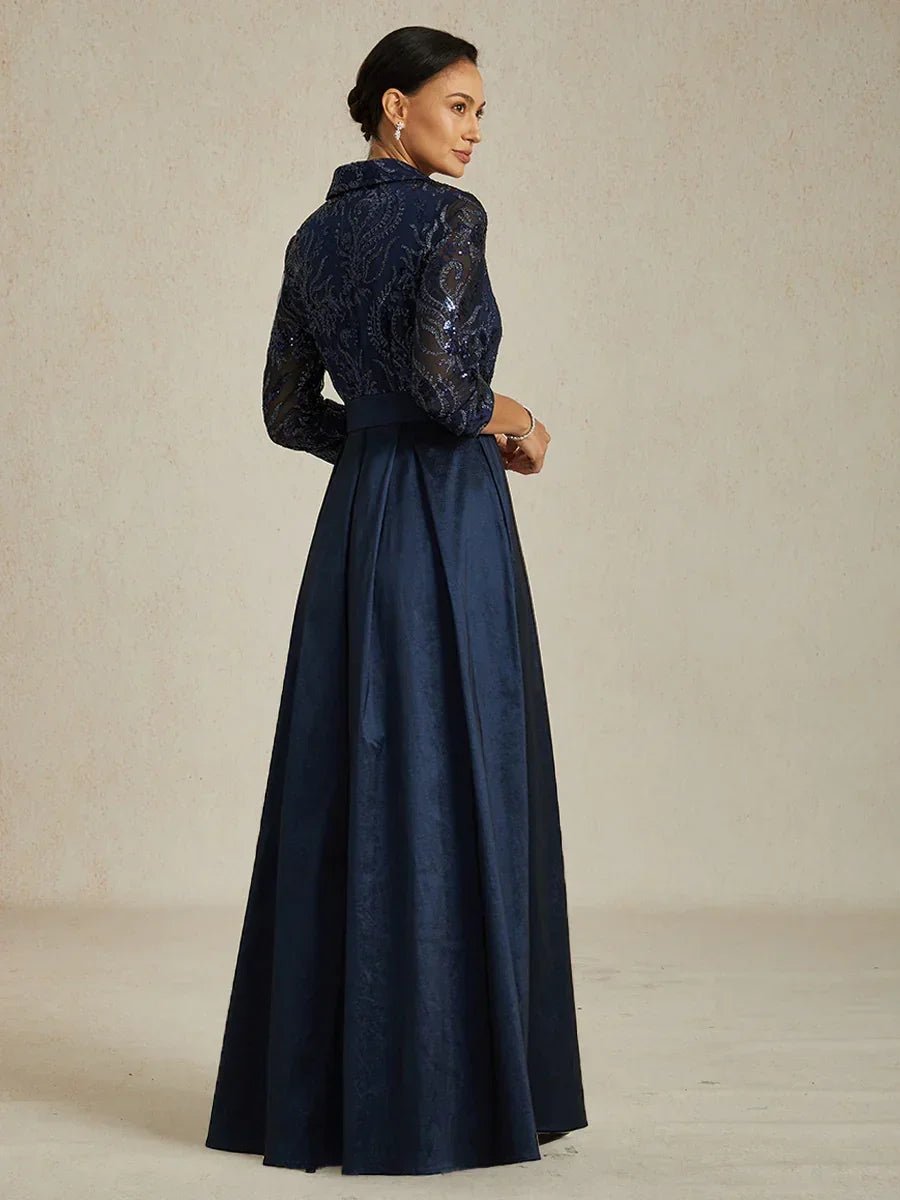 Vestido de cóctel de tafetán elástico bordado con cuerpo paisley de lentejuelas - Nhaura