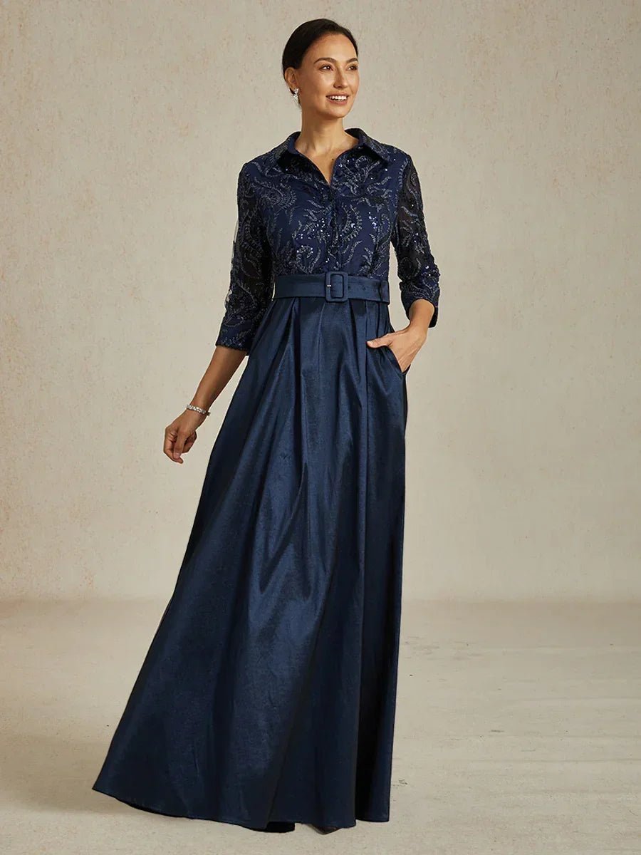 Vestido de cóctel de tafetán elástico bordado con cuerpo paisley de lentejuelas - Nhaura