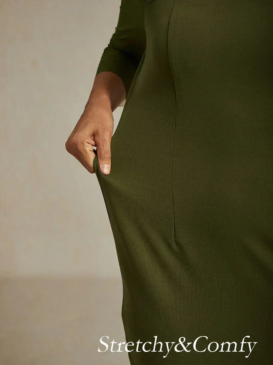 Vestido de cóctel recto con escote de tul ilusión adornado - Nhaura