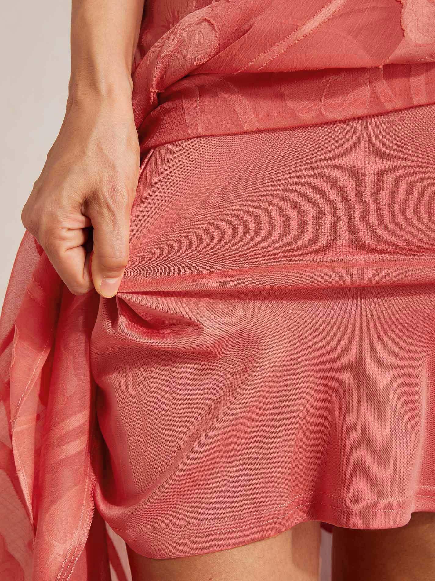 Vestido de noche sin mangas de gasa floral con bajo asimétrico - Nhaura