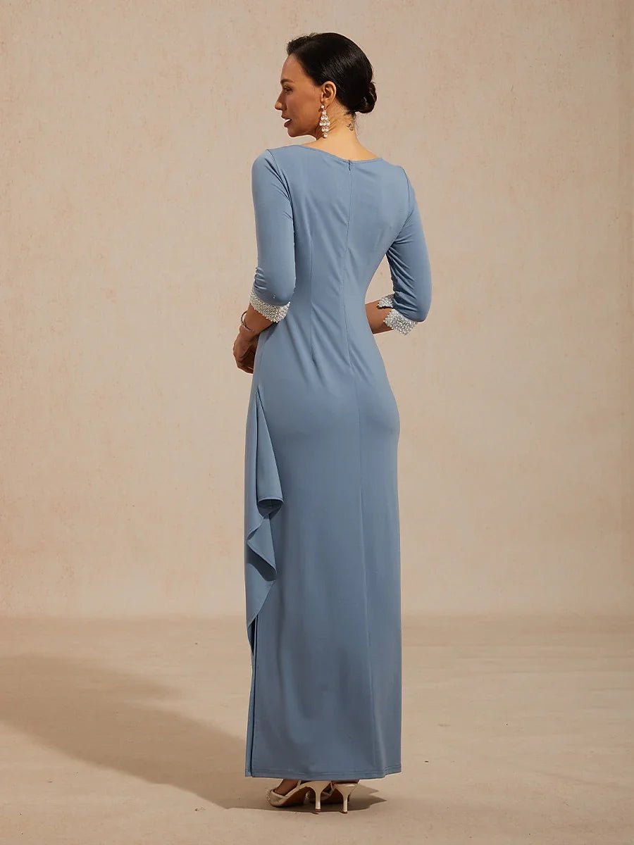 Vestido de punto jersey con cintura imperio y puño de pedrería - Nhaura