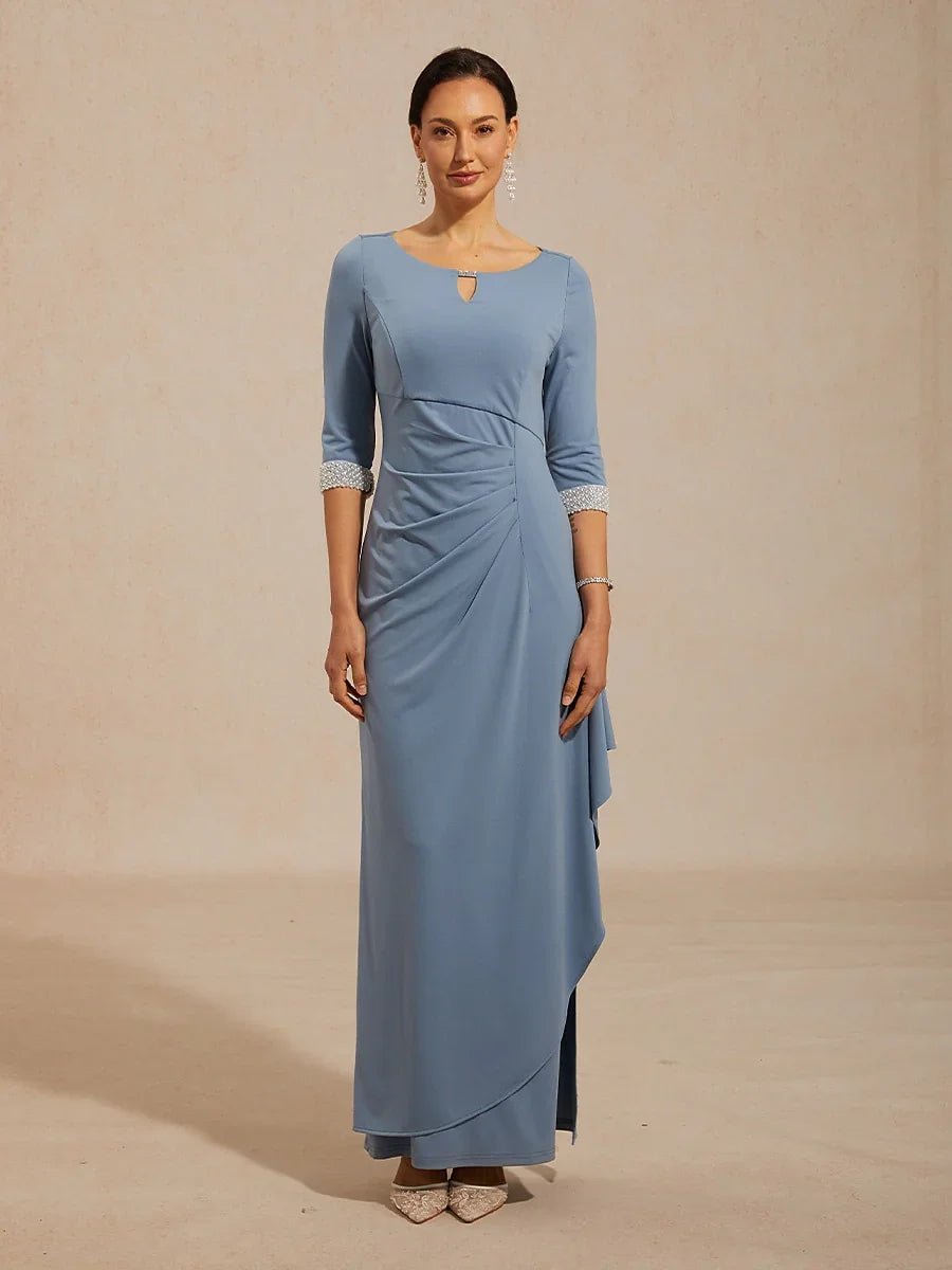 Vestido de punto jersey con cintura imperio y puño de pedrería - Nhaura