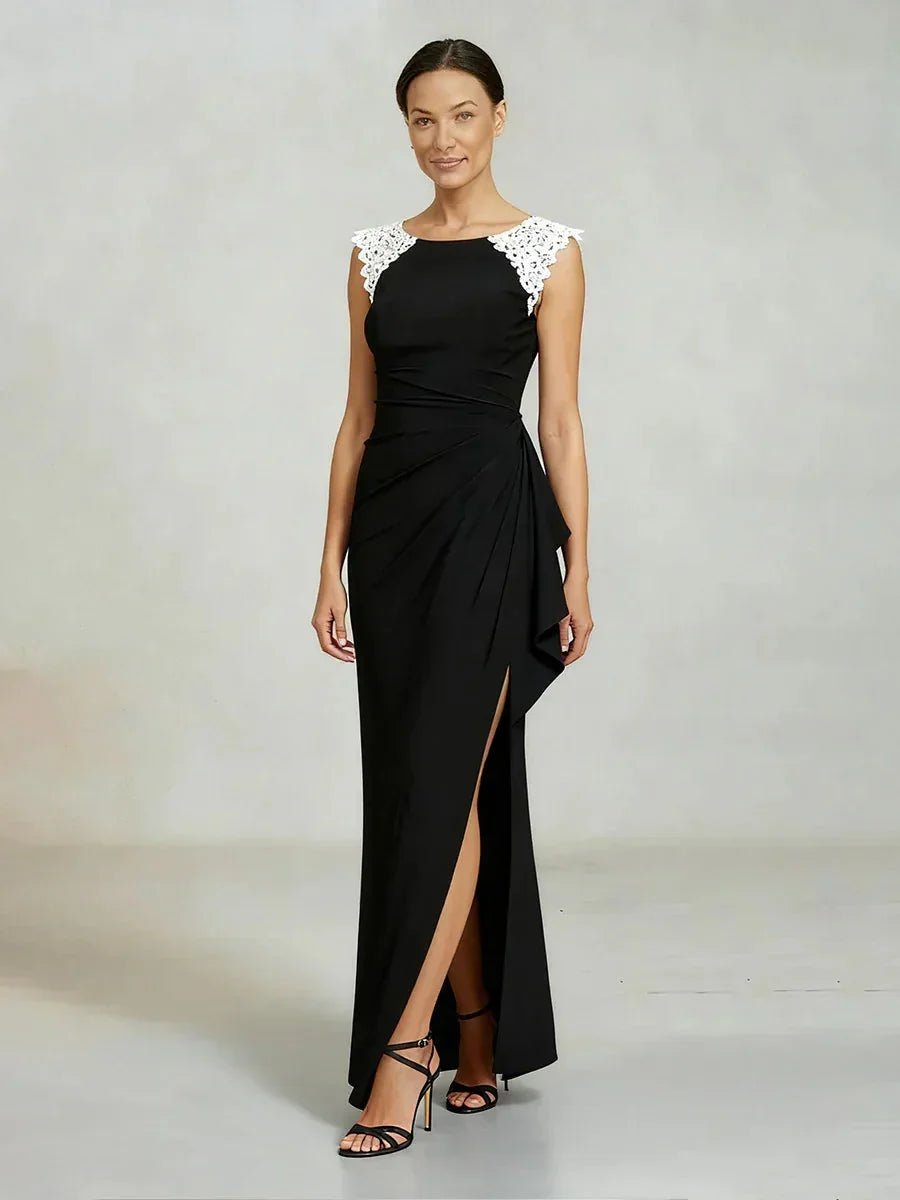 Vestido de satén mate sin mangas con detalle de encaje - Nhaura