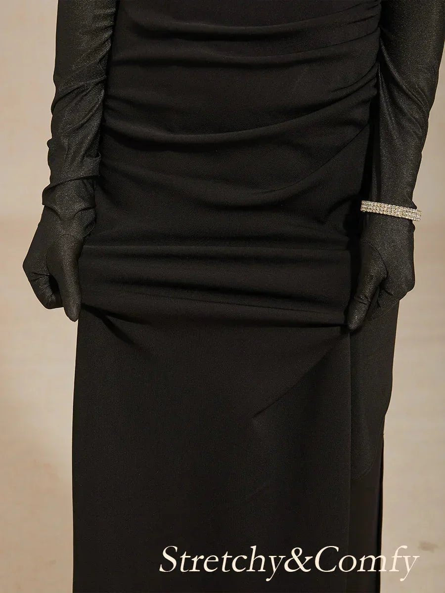 Vestido de satén mate sin mangas con detalle de encaje - Nhaura