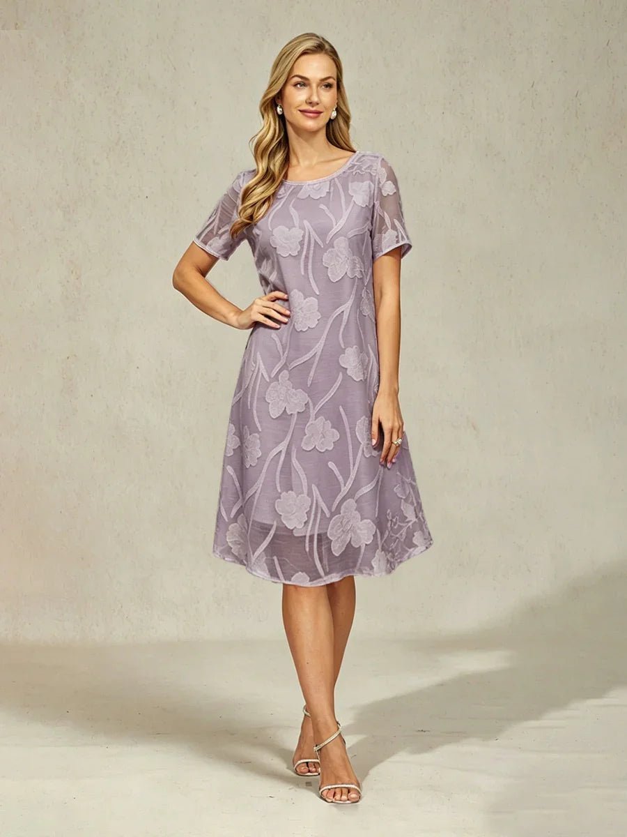 Vestido evasé a la rodilla de gasa floral semitransparente - Nhaura
