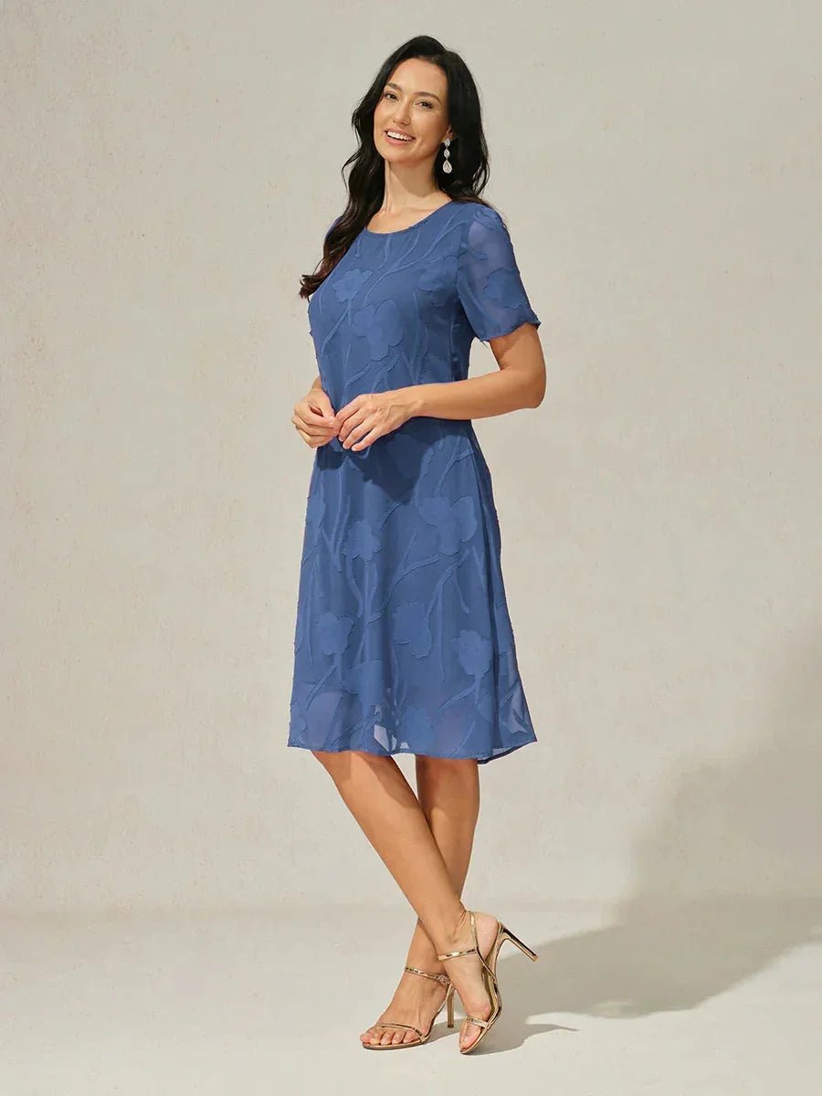 Vestido evasé a la rodilla de gasa floral semitransparente - Nhaura