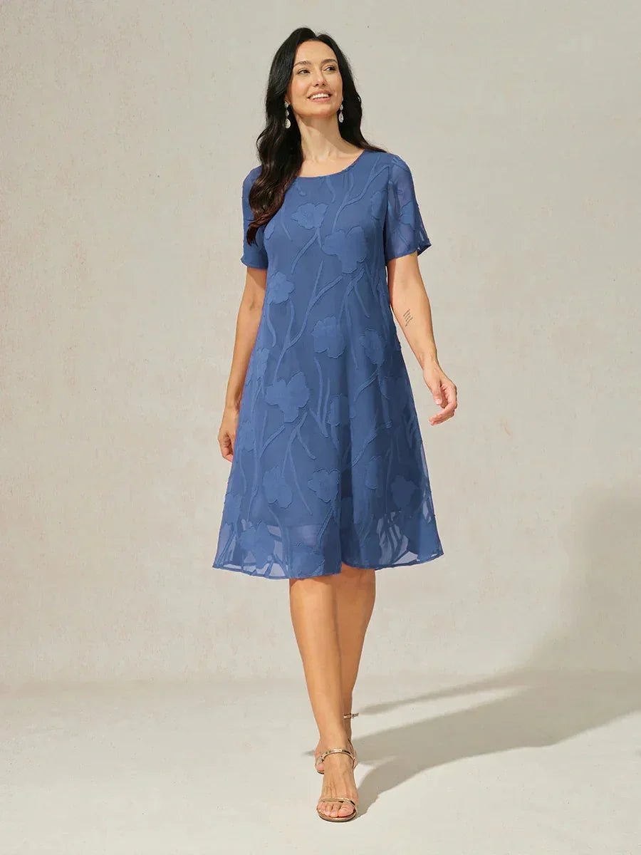 Vestido evasé a la rodilla de gasa floral semitransparente - Nhaura