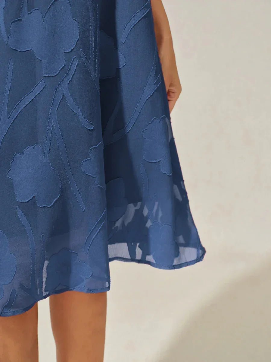 Vestido evasé a la rodilla de gasa floral semitransparente - Nhaura