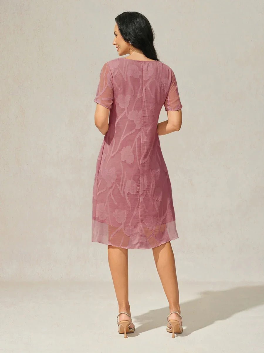Vestido evasé a la rodilla de gasa floral semitransparente - Nhaura