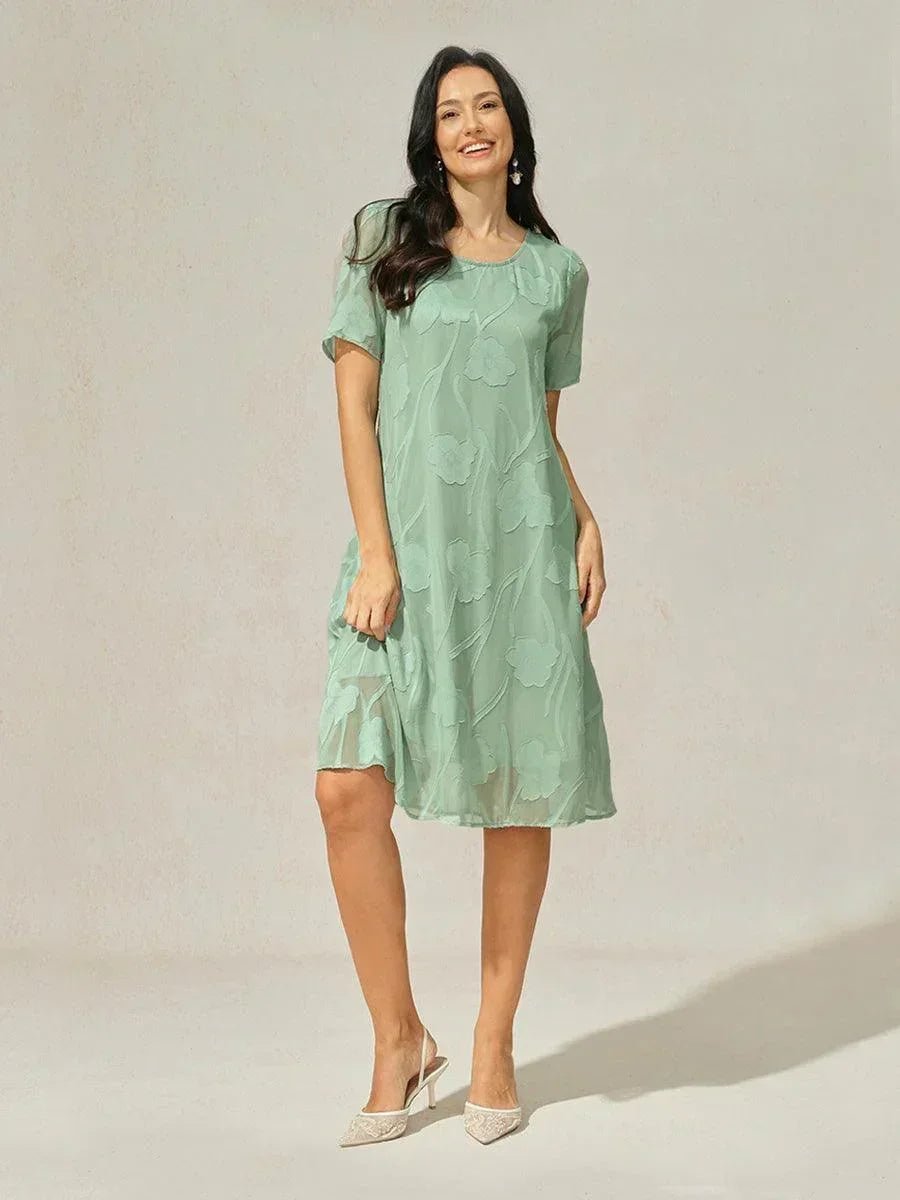 Vestido evasé a la rodilla de gasa floral semitransparente - Nhaura