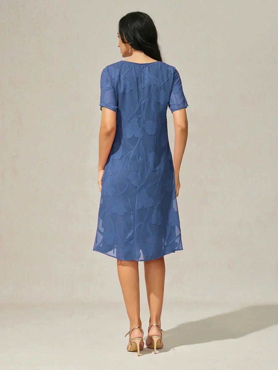 Vestido evasé a la rodilla de gasa floral semitransparente - Nhaura