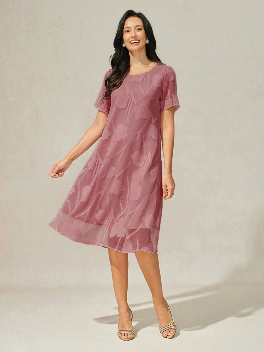 Vestido evasé a la rodilla de gasa floral semitransparente - Nhaura