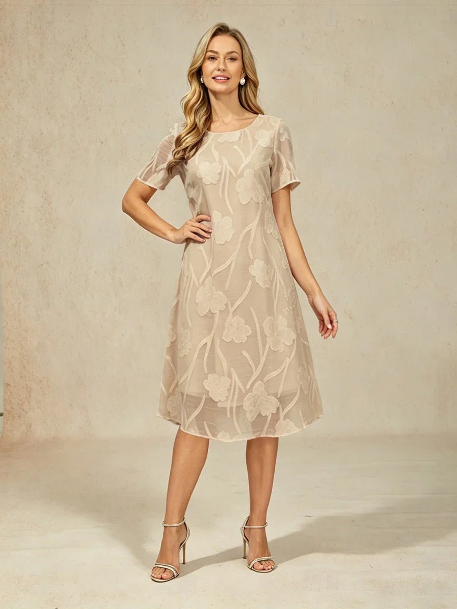 Vestido evasé a la rodilla de gasa floral semitransparente - Nhaura