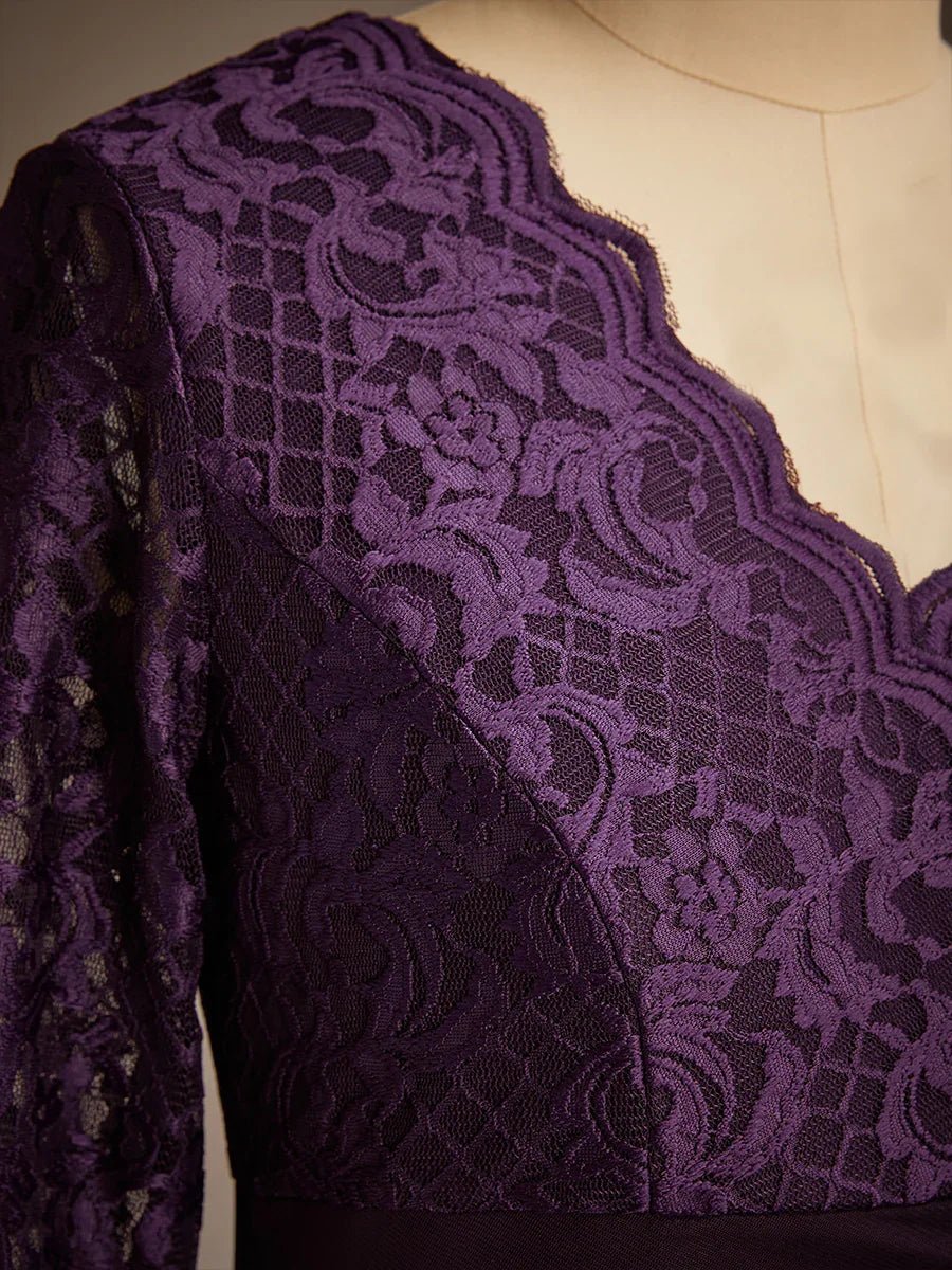 Vestido evasé de encaje con cintura imperio y detalle de pedrería - Nhaura