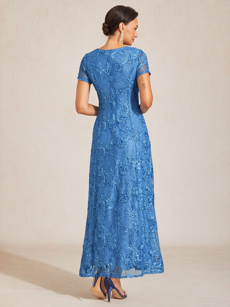 Vestido evasé de encaje rosetón con detalles de lentejuelas - Nhaura