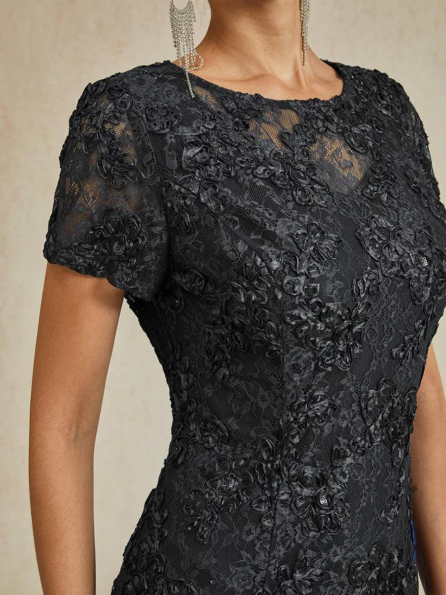 Vestido evasé de encaje rosetón con detalles de lentejuelas - Nhaura